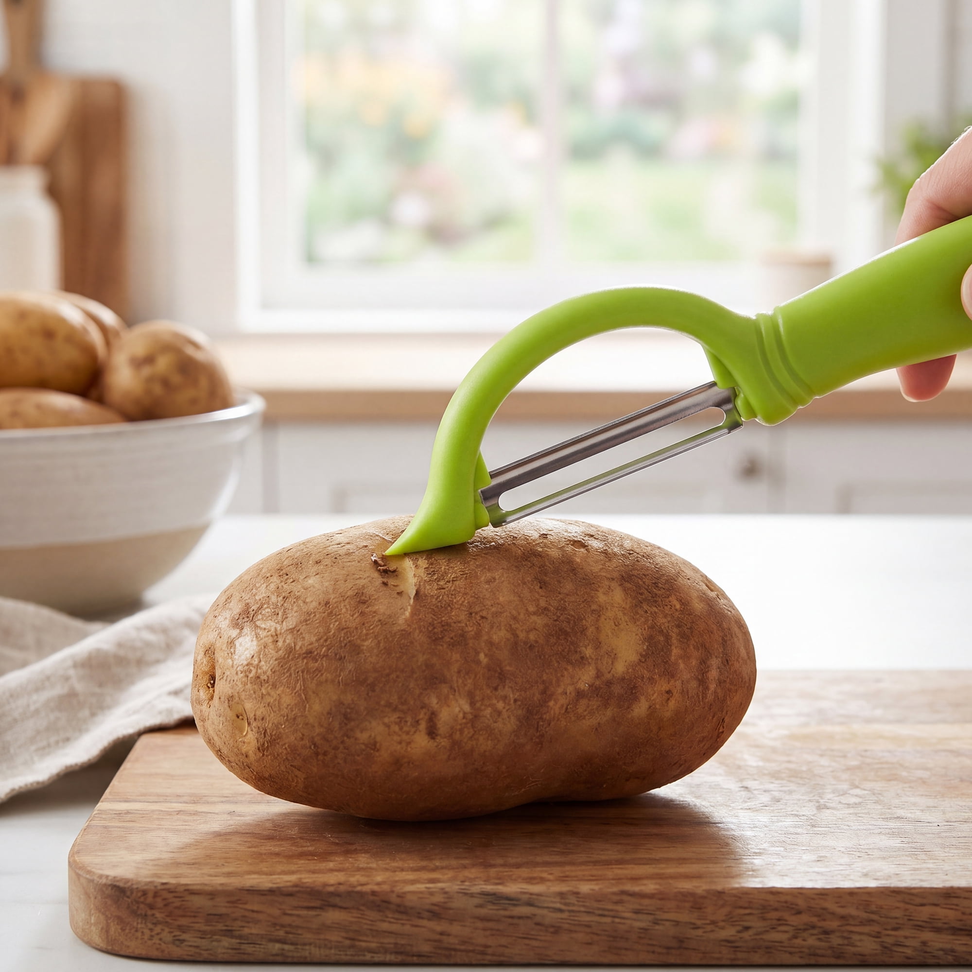 Unique Bargains Plastic Durable Potato Peeler with Ergonomic Handle Green 7.1x1.3 inch