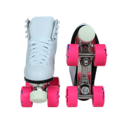 Epic Classic White and Pink Quad Roller Skates