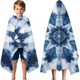 thumbnail image 3 of Blue White Tie Dye Mandala Pattern Hooded Bath Towel，60"x35" for Ages 3 To 12 Kids, Quick Dry Lightweight Soft Microfiber Hood Beach Towel Cover Up for Kids, 3 of 7