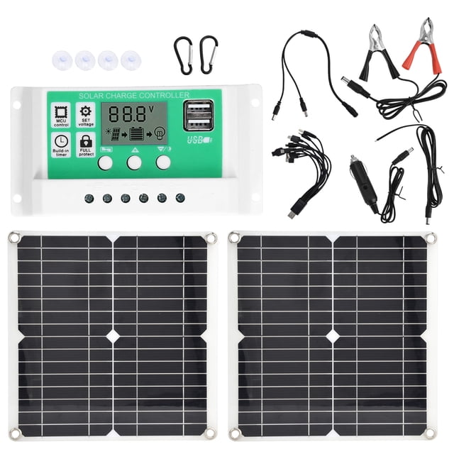 2 uds 15W Panel Solar 60A Kit de controlador de carga Solar módulo de sistema fotovoltaico portátil Flexible