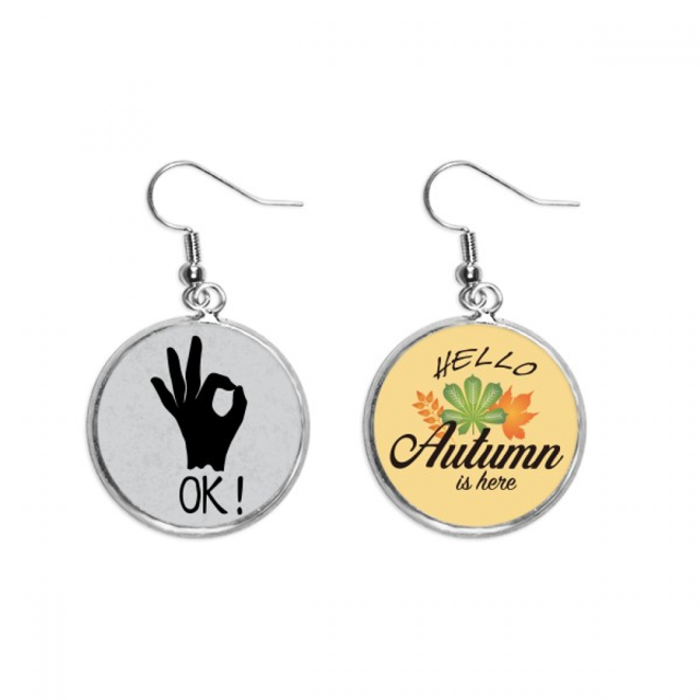 Ok silueta gesto personalizado Pendiente del lóbulo de la joyería del pendiente de la hoja del otoño Unbranded M