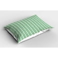thumbnail image 2 of Ambesonne Jungle Leaves Pillow Sham 2 Pack, Swift Stripes Curvy, 36"x20", Sea Green Cream, 2 of 3