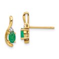thumbnail image 1 of 14K Yellow Gold Diamond & Emerald Earrings, 1 of 2