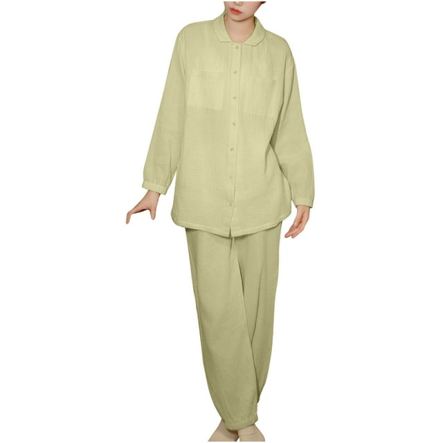 Hauts à Manches Longues pour Femmes, Ensembles de Pyjama pour Femmes, Ensemble de Pyjama Col Rabattu Vêtements de Maison Coton Poche Bouton Haut à Manches Longues Pantalon Chemise de Nuit Pyjama, Pyjamas d'Halloween pour Femmes