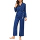 thumbnail image 1 of INSPIRAR CHIC Conjunto de Pijama de Satén para Mujeres con Mangas Largas y Pantalones 2 piezas S Azul, 1 of 5