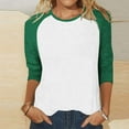 thumbnail image 2 of Delayuji Women Long Sleeve Round Neck Top Solid Color Color Matching Fashion Sleeves Casual T Shirt Green Xxl Polyester,Spandex Short Sleeve Shirts for Women, 2 of 7