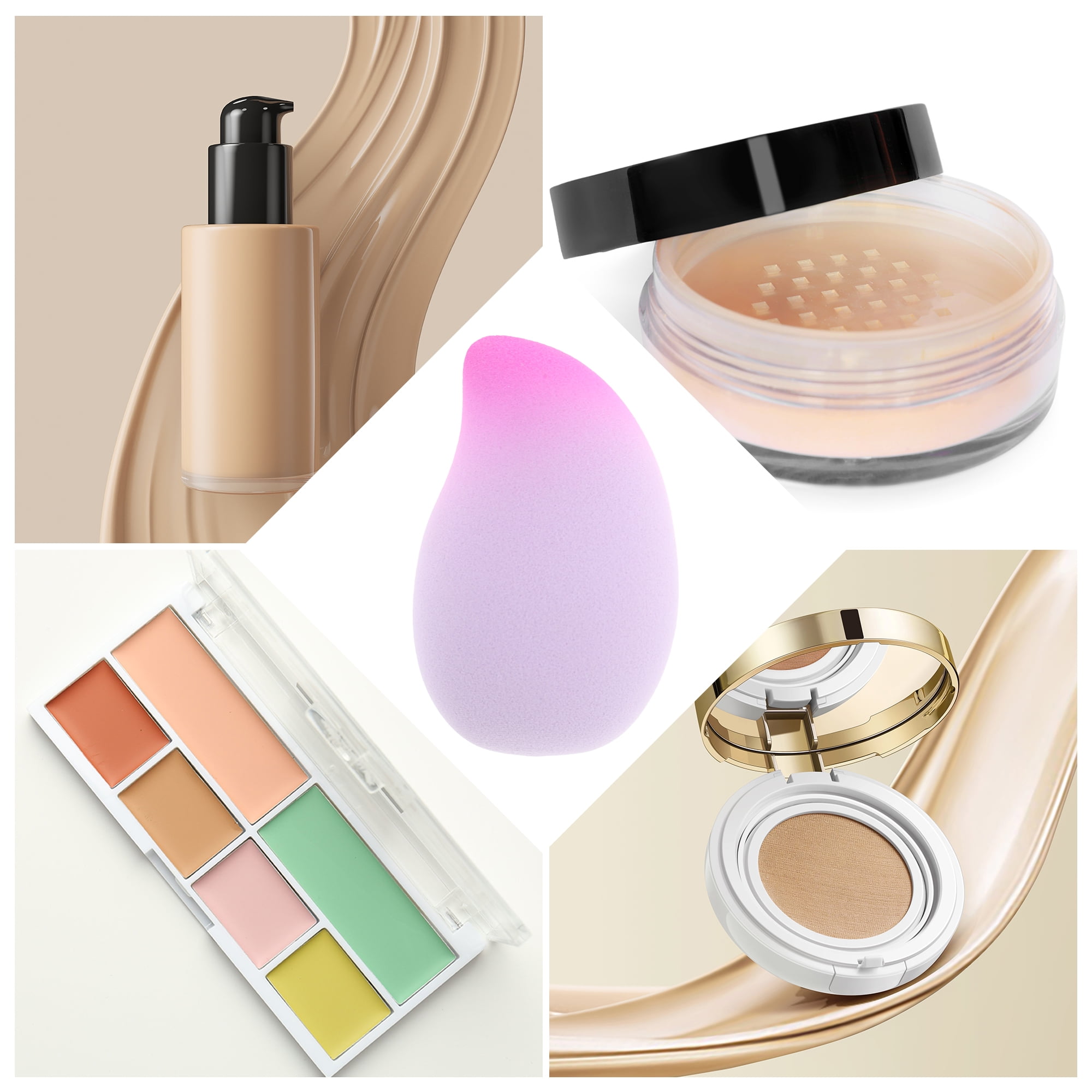 Unique Bargains 1 Pc Gradient Mango Face Makeup Sponge for Makeup Application Purplish Red