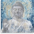 thumbnail image 2 of Buddha Head Wall Decor: Indigo Blue Buddha Giclee Prints on Canvas Decorations for Living Room Office Wall Decor Buddha Wall Art Easy Hanging with Frame (12"x12"x1 Panel), 2 of 6