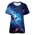thumbnail image 4 of Womens Graphic Tees Short Sleeve Summer Tops Starry Sky Universe Print Crew Neck Workout Shirts Casual Loose Fit T-Shirt Tops, 4 of 4