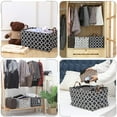 thumbnail image 6 of Sea Team Moroccan Lattice Pattern Canvas Fabric Storage Basket Collapsible Geometric Design Storage Bin with Drawstring Cover and PU Leather Handles, 16.5 x 11.8 x 9.1 inches, Black, 6 of 7