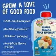 Earths Best Organic Stage 2 Baby Food, Banana Apple Blueberry Fruit Puree, 3.5 oz Pouch