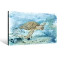 thumbnail image 2 of HFDF Sea Turtle Bathroom Wall Decor Modern Ocean Theme Nautical Painting Watercolor Coastal Turtle Picture Artwork for Bedroom Kitchen Home ch 24x16inch Framed, 2 of 6