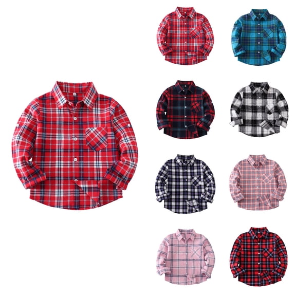 SROBPTY Child Boy Jackets Print Long Sleeve Button Collared Outerwear Coat for 2-13Y