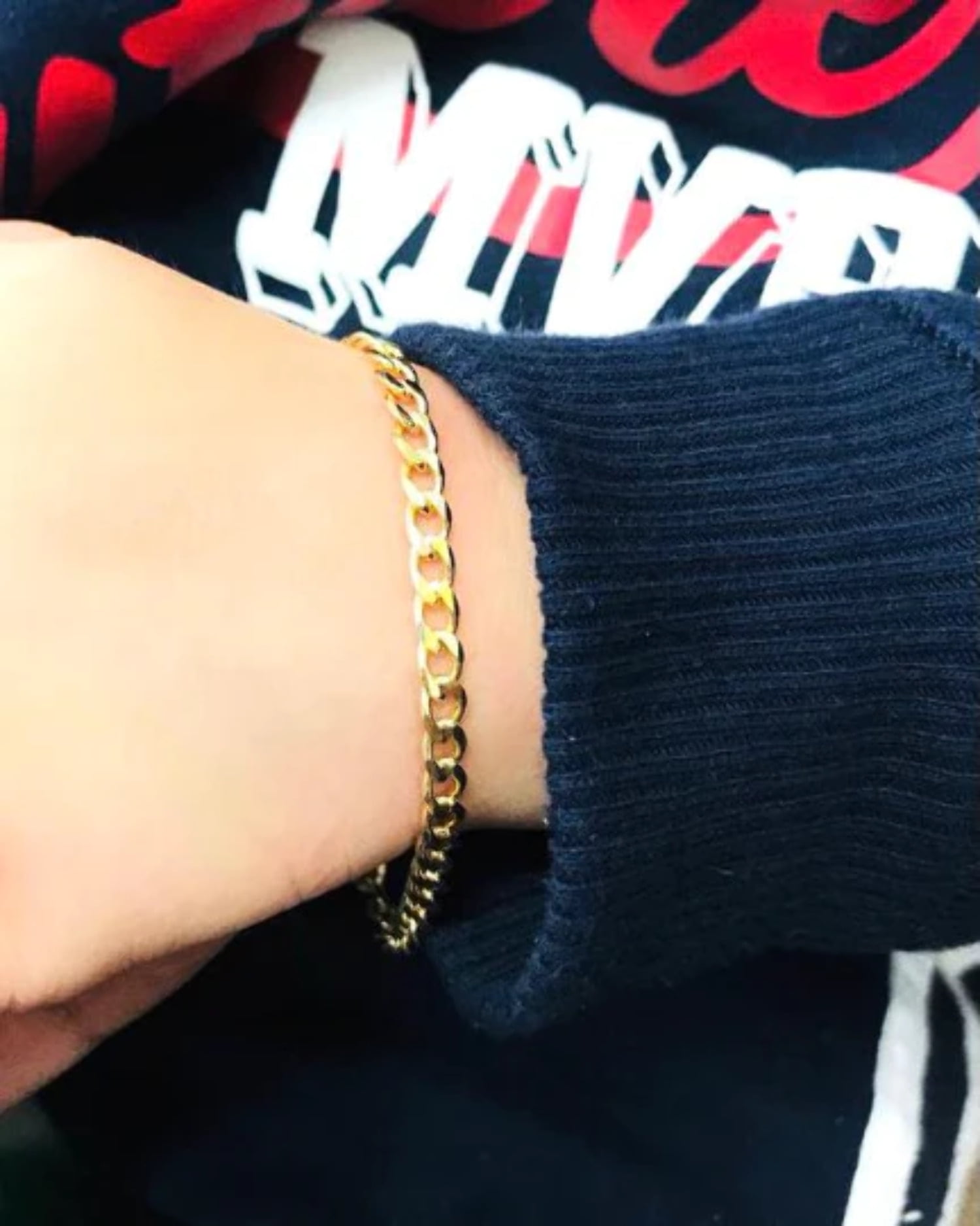 Baby Gold Curb Link Bracelet with T-Bar - Tilly Sveaas Jewellery