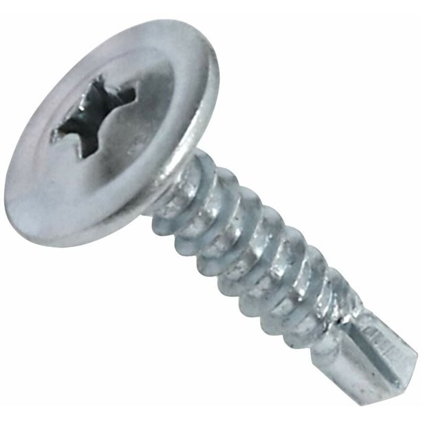 C44741 - Juego de 100 tornillos autoperforantes para chapa Ø4,2x19mm con cabeza redondeada grande - con rebaje PH/cruciforme - en acero galvanizado - fijación de revestimiento de chapa a canalones - c