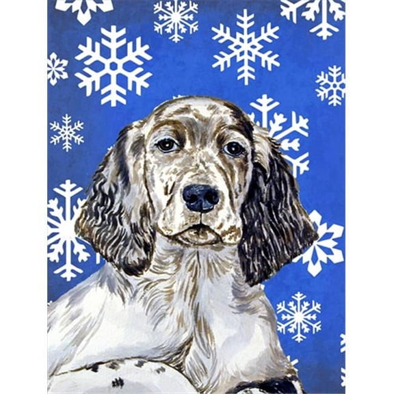 11 x 15 in. English Setter Winter Snowflakes Holiday Garden Size Flag