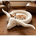 thumbnail image 4 of Longhorn Lounger Pet Bed, Western‑Theme Decorative Plush Pet Bed for Farmhouse Interior, 4 of 5