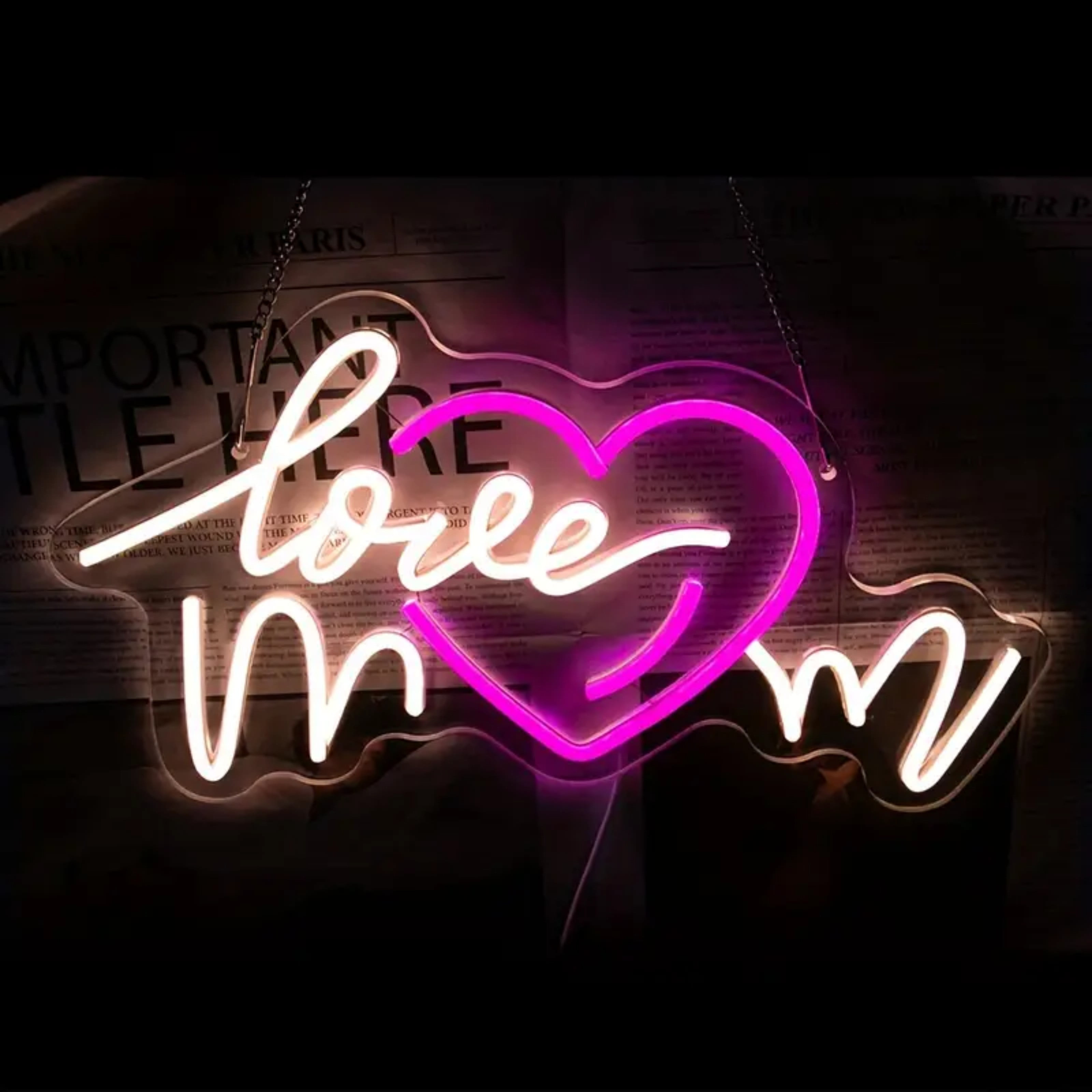 UPONRAY Love Mom Neon Signs, 15.7"*8.7" Dimmable & USB-Powered LED Neon Light, Stylish Wall Decor as gifts for Mother's Day, Mother's Birthday