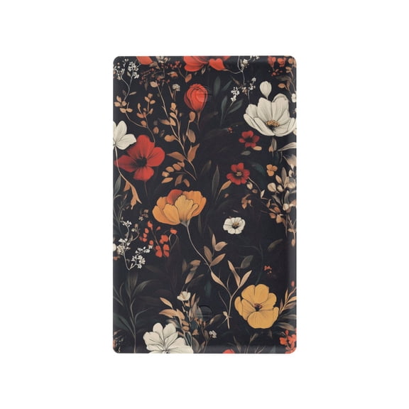Yayeee Blank Wall Plate Cover 1-Gang 4.5"x2.7" Home Unused Decorative Outlet, Black Floral Pattern