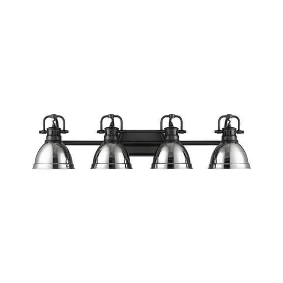 Yep by Golden Lighting Duncan 4-light Vanity in Matte Black and Chrome shade