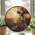 thumbnail image 2 of Stained Glass Window Hanging Cross - Stained Glass Window Hanging Cross, Festival Gift Ornament, Home Wall & Window Art, Brightens Any Space with Light, 2 of 6