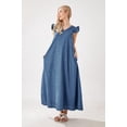thumbnail image 4 of utcoco Womens Long Denim Dress Casual Loose Fit Ruffle Sleeveless V-Neck Jean Maxi Dresses for Women 2026, 4 of 4