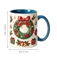 thumbnail image 7 of Novryn Christmas Coffee Mug, 2D Ceramic Cup With Raised Wreath Design for Coffee and Milk, 10 oz, Blue, 7 of 7