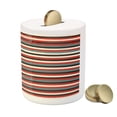 thumbnail image 3 of Striped Piggy Bank, Vintage Retro Pattern Geometric 60's Style Red Black Teal and Beige Colored Print, Ceramic Coin Bank Money Box for Cash Saving, 3.6" X 3.2", Multicolor, by Ambesonne, 3 of 4