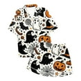 thumbnail image 7 of Xmyrz Womens Pajama Sets 2Pc Pumpkin Ghost Print Button Up Shorts Set Casual Halloween Silk Satin Short Sleeve Sleepwear Pj Clothes Sets, 7 of 7
