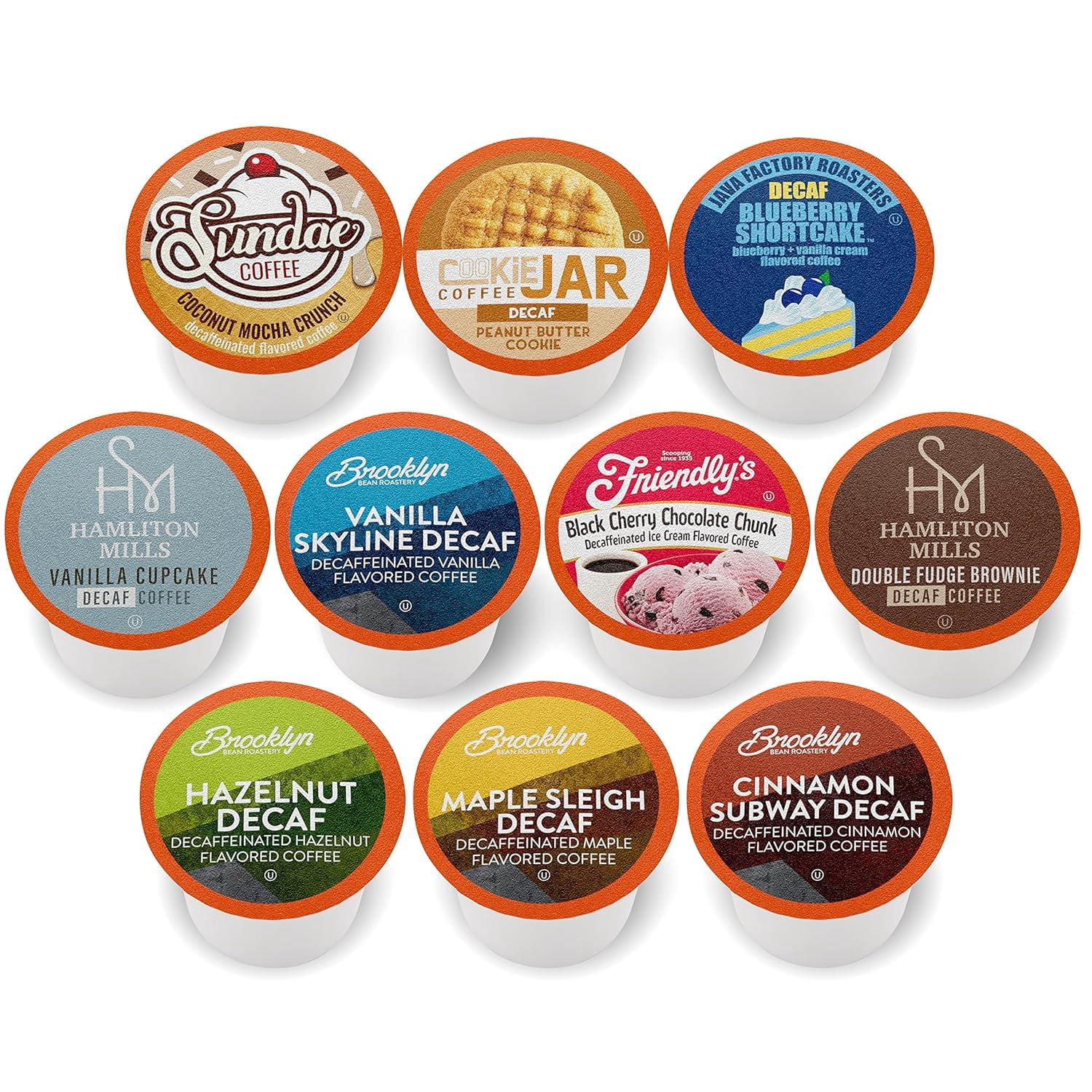 Two Rivers Coffee Decaf Flavored Coffee Pods Compatible with Keurig K Cup Brewers, Assorted Variety Pack Decaffeinated Flavored Coffee, 40 Count