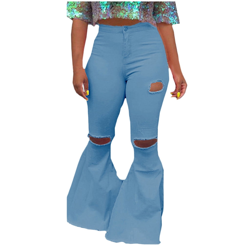 Dark Blue,XXL Pants For Women Jeans Sagton Women Summer Elastic Plus Loose Denim Bow Casual Boot Cut Pant Jeans For Valentines Day present