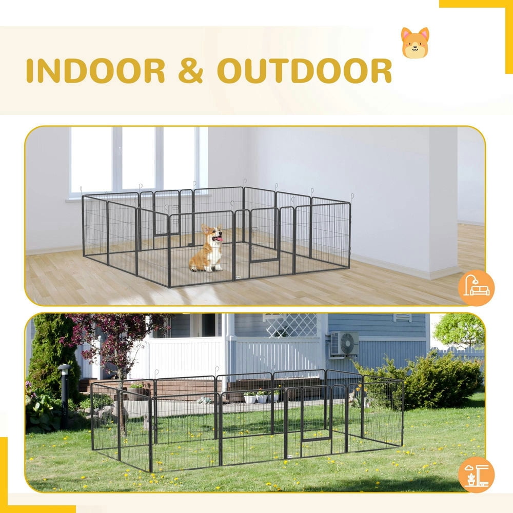 GVN 24 Panel Dog Playpen for Small and Medium Dogs with Lockable Door, 15.7' x 15.7' x 2.6'