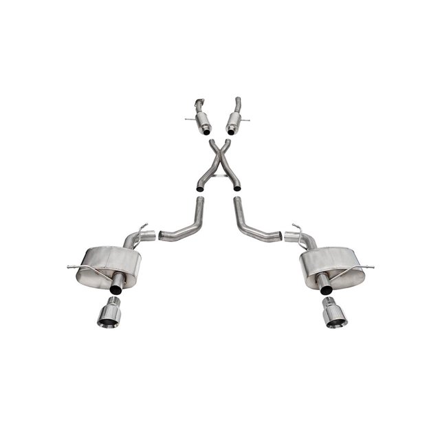 Corsa Performance Exhaust System Kit 21195 Sport Cat Back System; Stainless Steel; With Mufflers; 2-3/4 Inch Pipe Diameter; Dual Exhaust With Dual Exit; Dual Rear Exit