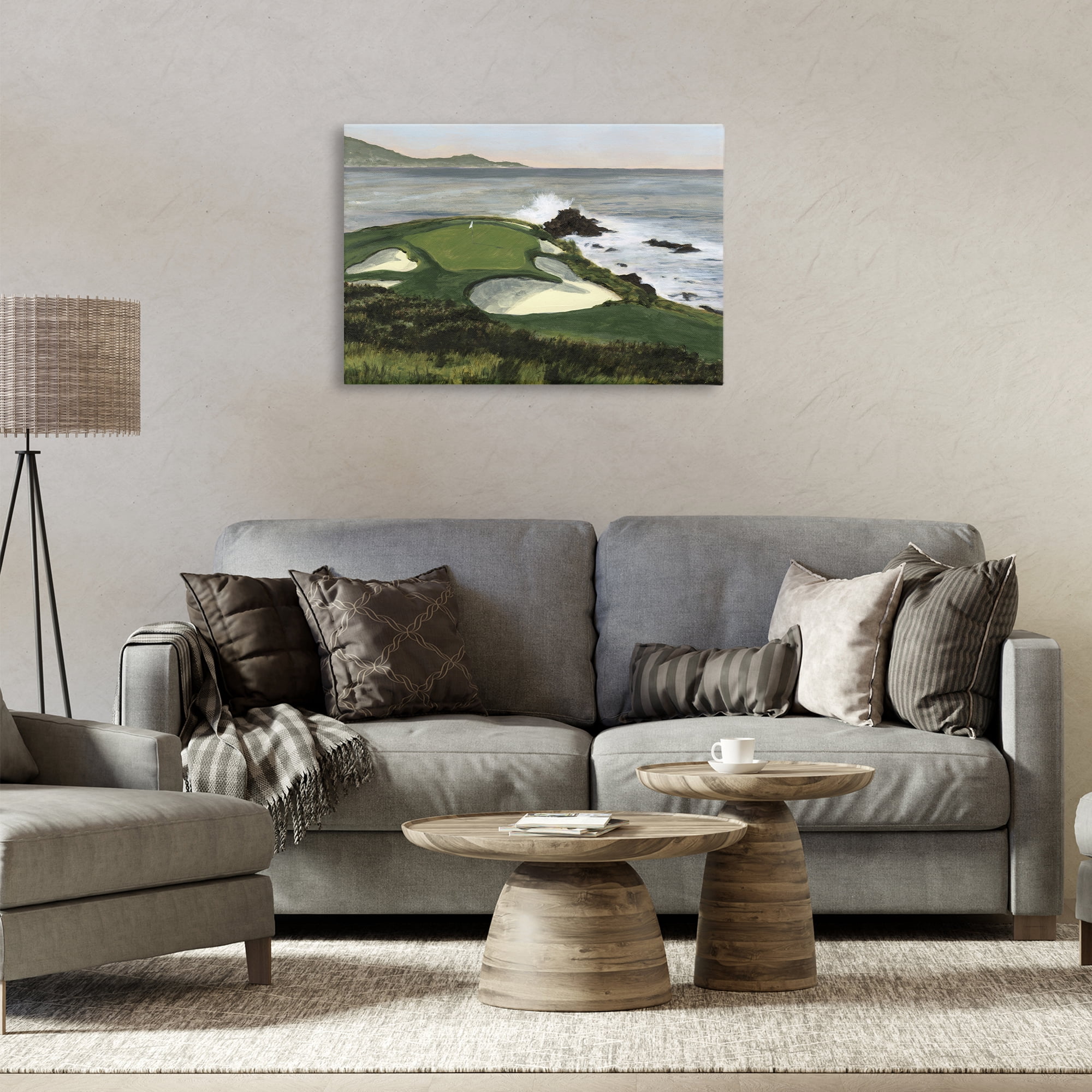 Stupell Industries Coastal Golf Course Landscape Painting Gallery Wrapped Canvas Art Print Wall Art, 30 x 20