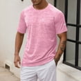thumbnail image 2 of XEGLSBU Short Sleeve Shirts for Men Work with Pocket Men's Athletic T Shirts for Sports Fitness Loose Fit Solid Color for Spring and Summer Wicking Companion a-Pink Size XXXXXL, 2 of 5