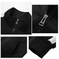 thumbnail image 3 of Mens Sweatsuit Fall Full Zip Sweatshirts Workout Pants Comfy Lounge Sets Color Block Tracksuits 2 Piece Outfits Black-2 3XL, 3 of 5