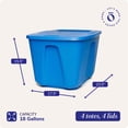 thumbnail image 5 of Homz 18 Gallon Storage Container, Blue Base and Lid, Set of 4, 5 of 11