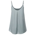 thumbnail image 3 of A2Y Women's Relaxed Fit Wool Dobby Woven Double Layer Spaghetti Cami Pleated Top Grey Mist L, 3 of 6