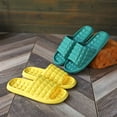 thumbnail image 5 of HNMKIU Cozy Slippers Summer Solid Color Slides for Women Men Indoor Bathroom Hotel Soft Sole Couples Casual Breathable Womens Shoes Green,7, 5 of 6