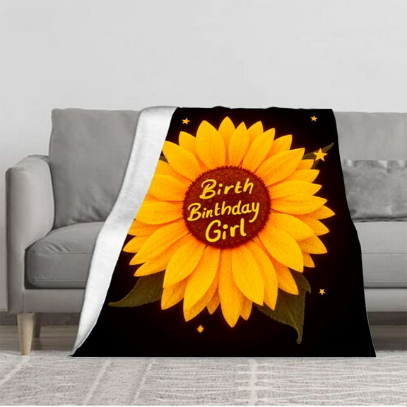 Durable Soft & Warm Flannel Blanket - Cozy Sunflower Design for Sofa Travel Bed & Chair - Perfect for Celebrations