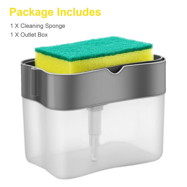 TSV 385ml Dish Soap Dispenser and Sponge Holder for Kitchen Sink (Include  Sponge)