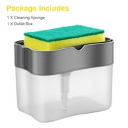 Dish Soap Dispenser for Kitchen, EEEkit Soap Pump Dispenser and Sponge Holder, 2 in 1 Soap Pump Dispenser with 1 Sponge, Countertop Dish Soap Dispenser Caddy