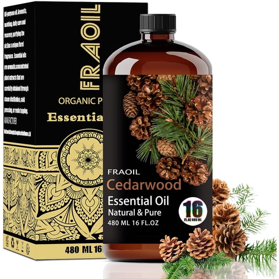 Cedarwood Essential Oil, Cedarwood Oil 16 Fl Oz 480ML for Diffuser Humidifier Yoga Cleaning DIY Candle Soap Making Essential Oils