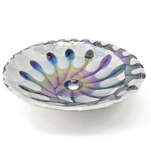 Ruvati 20 inch Murano Glass Art Drop In Round Decorative Pattern Bathroom Sink