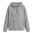 thumbnail image 6 of Cmfcve Button Henley Neck Hoodies for Women Fall Winter Oversized Sweatshirt Drawstring Casual Hooded Pullover Tops, 6 of 6