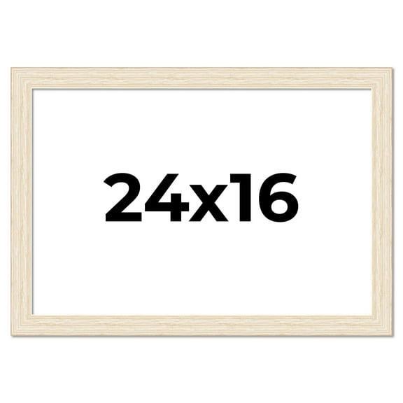 24x16 Frame White Barnwood Picture Frame - Modern Photo Frame Includes UV Acrylic Shatter Guard