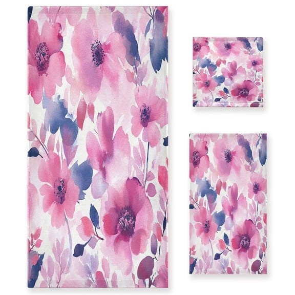 Three-Piece Towel Set Face Towel Towel Set Hand Towel Bath Towel Cotton Bath Towels Bath Towel Sets Hand Bath Towels Cream Flower