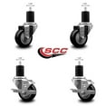 thumbnail image 2 of 3 Inch Black Poly Wheel Swivel 1-3/4 Inch Expanding Stem Caster Set 2 Brakes SCC, 2 of 2