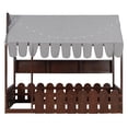 thumbnail image 5 of Aukfa Twin House Bed with Fence and Tent for Kids, Wooden Montessori Bed with LED Lights & Storage Shelves for Toddler Boys and Girls Bedroom, Espresso, 5 of 8