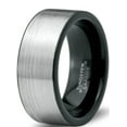 thumbnail image 1 of Charming Jewelers Tungsten Wedding Band Ring 8mm for Men Women Comfort Fit Black Pipe Cut Brushed Lifetime Guarantee Size 15, 1 of 5